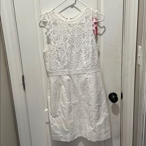 WHITE HALF LACE DRESS